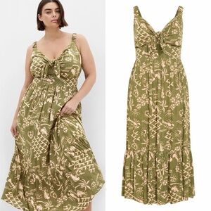 City Chic Vacay Print Maxi Dress Moss Size 16